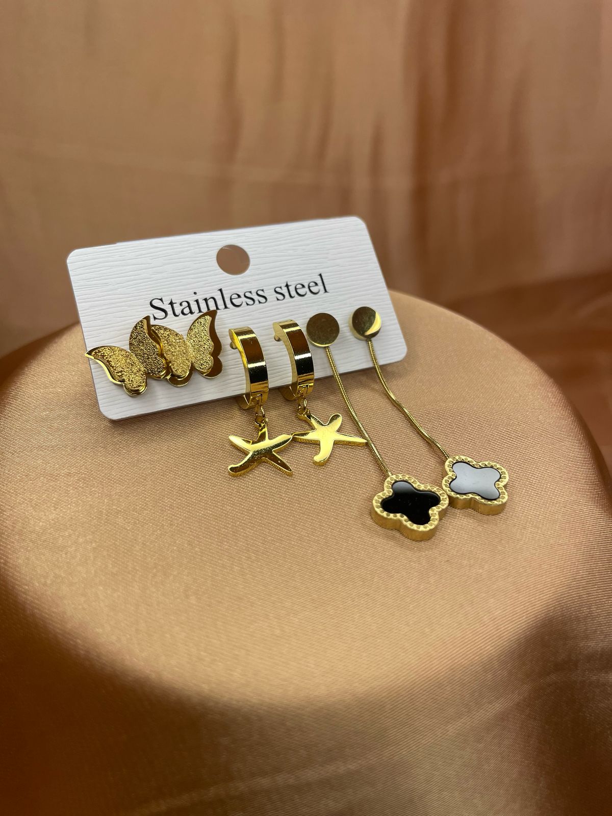 Golden Charm Earring Set