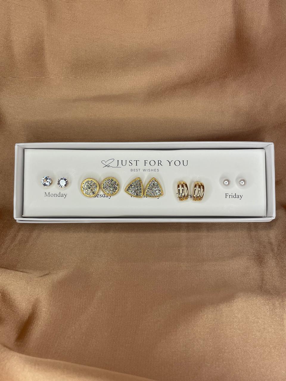 Luxury Weekly Earring Set – 5 Pairs for Everyday Style