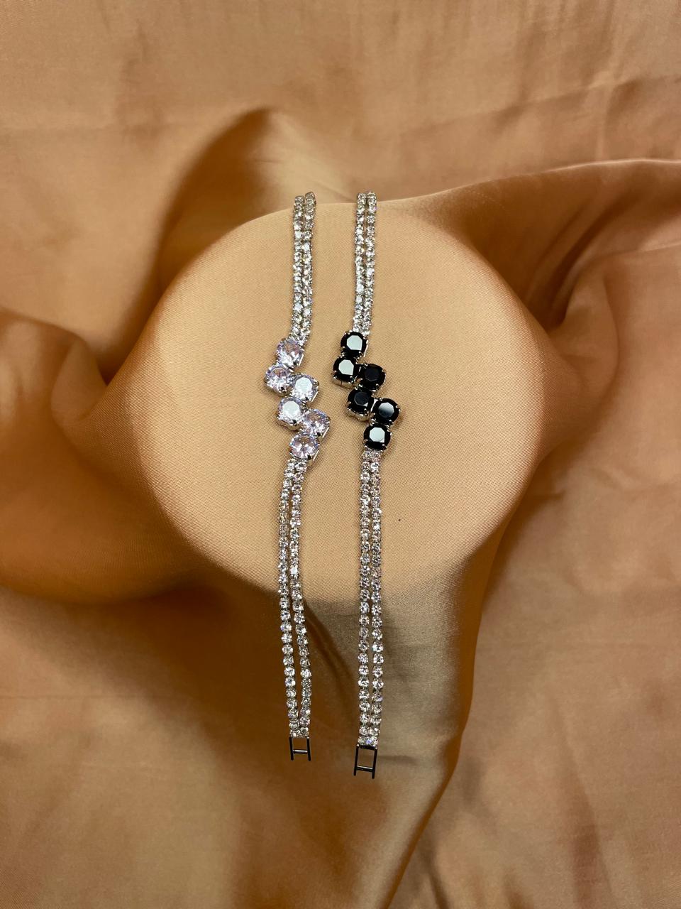 Elegant Dual-Tone Crystal Bracelet – Silver Shine Edition