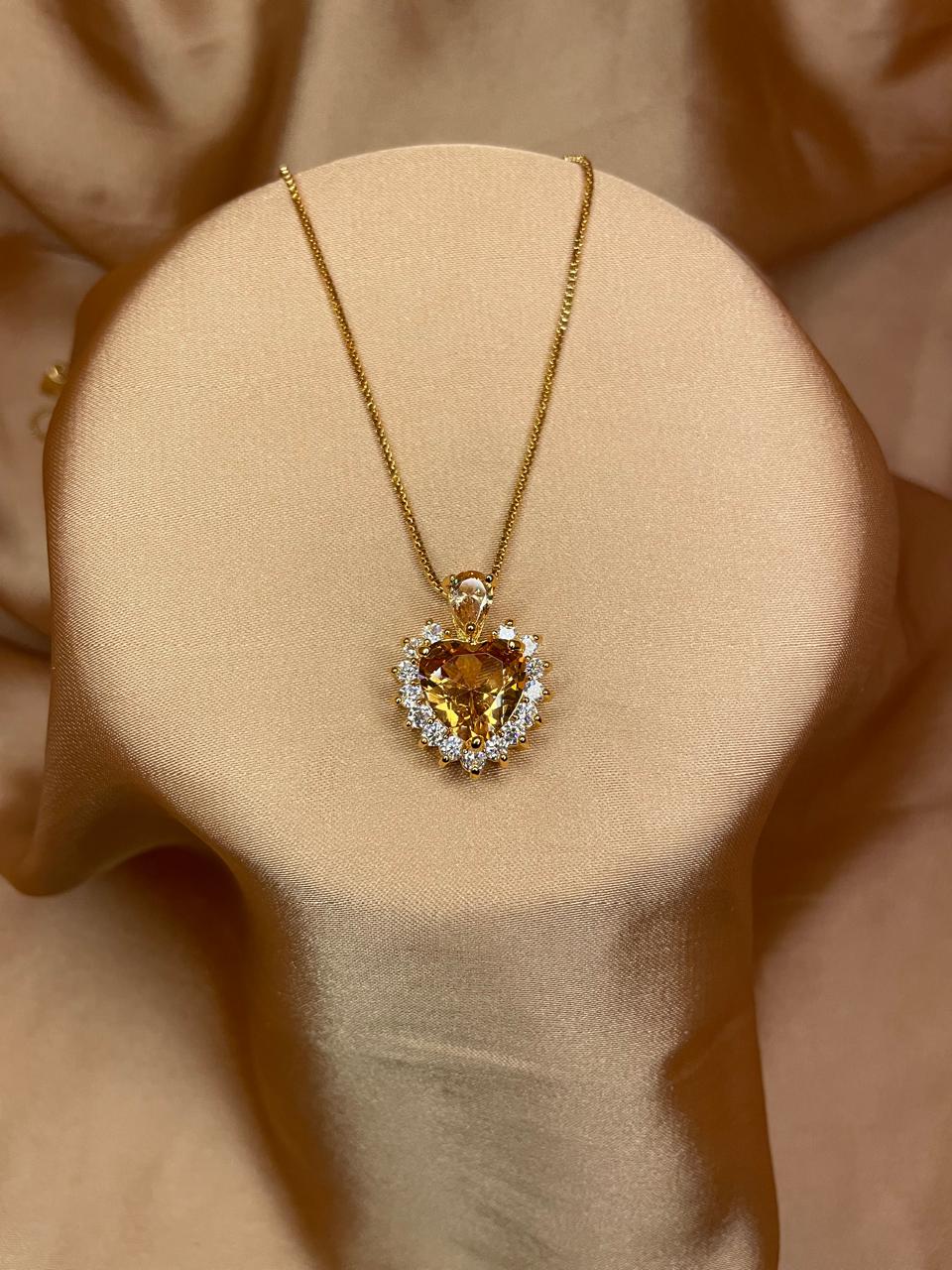 Titanic-Inspired Heart of Gold Necklace – Elegant Zircon & Stainless Steel Pendant