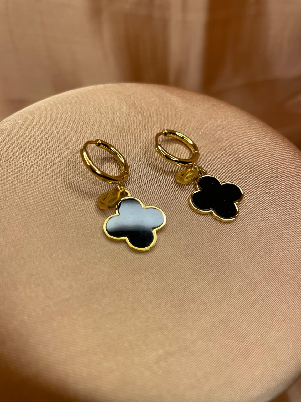 Clover Drop Hoop Earrings