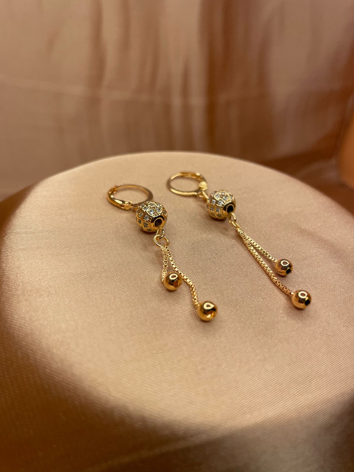 Luxe Gold Dangling Ball Earrings