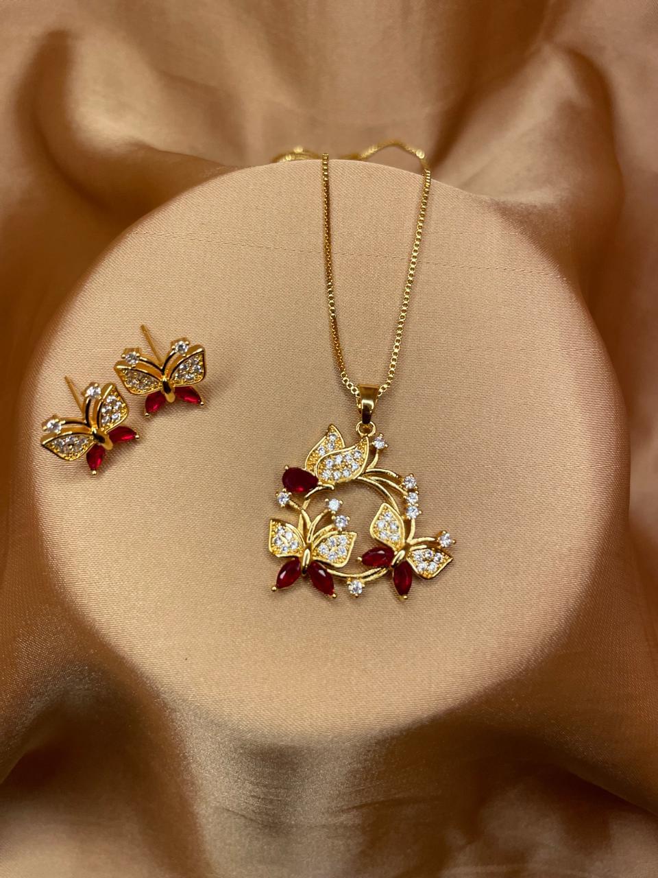 Butterfly Bloom Necklace & Earrings Set - Multi-Color Elegance - Image 9